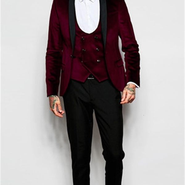 

men's suits & blazers (jacket + vest] latest design men's corduroy wine-colored pants decorating ball west groomswear cardig asoe, White;black