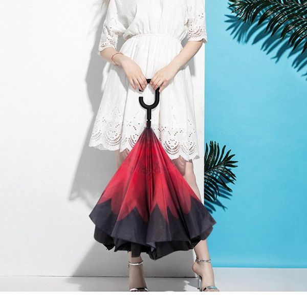 

long handle reverse matic c-shaped eight-bone umbrella rainproof, windproof and uv resistant, easy qyldmz