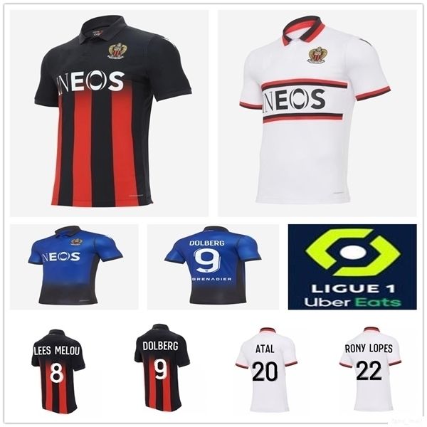 

20 21 ogc nice home dolberg soccer jerseys 2020 new away maillot de foot -maximin lees-melou srarfi le bihan atal customize football shirt, Black;yellow