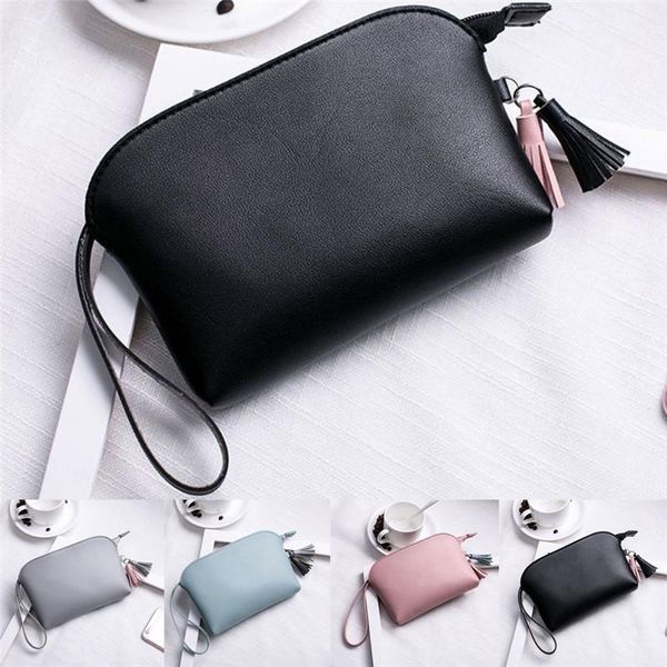

coin purses fashion casual solid multifunction purse makeup cosmetic bag toiletry case pouch travel portable  for girls, Red;black