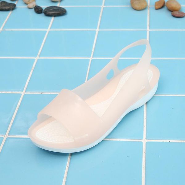 

2021 summer jelly shoes colorful women sandals non-slip peep toe stappy beach rainbow woman casual flats shoes ladies slides, Black