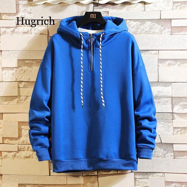 

autumn winter thick men streetwear hoodies sweatshirts pure color hoodies orange pullover warm fleece men fashion, Black
