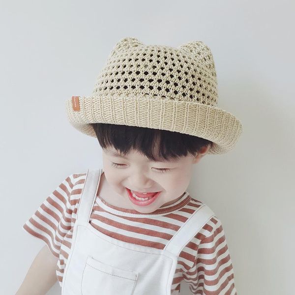 

caps & hats 6m-3y cute children baby straw plaited bucket hat hollow out beach holiday outdoor summer sunhats kids boys girls 2021, Yellow