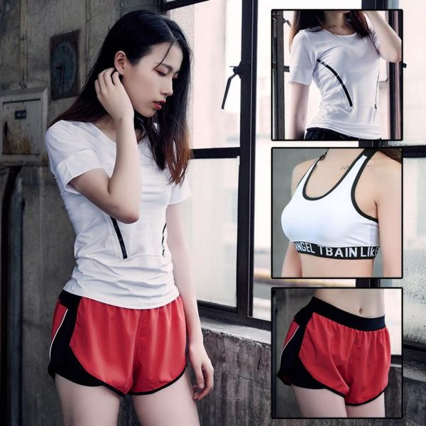 

two piece dress korean version of summer suit women's three-piece gym breathable running holiday mesh quick-working lady clothes, White