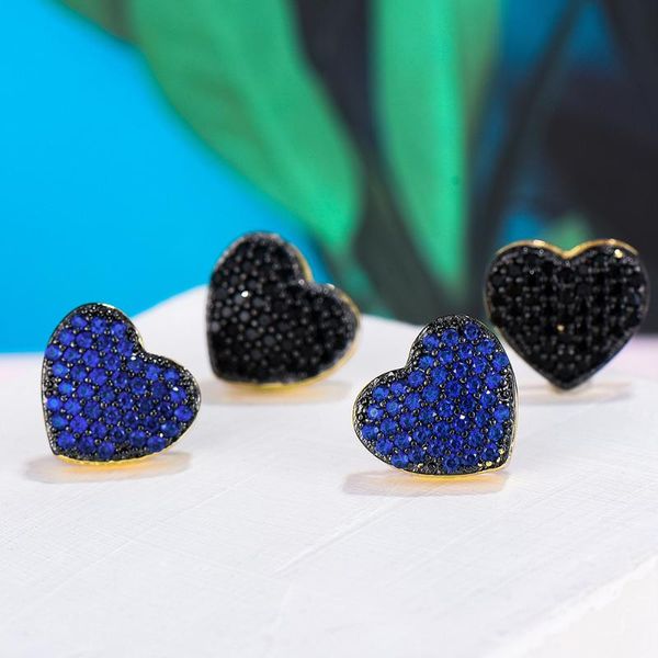 

stud godki elegant heart earrings for women wedding party cubic zirconia cz dubai bridal boucle d'oreille femme, Golden;silver