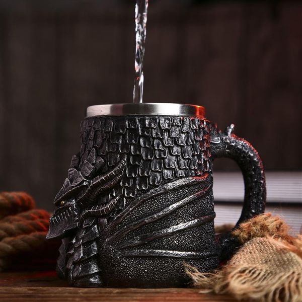 

mugs retro resin beer mug stainless steel breakfast coffee milk cup heat-resistant whiskey wine vodka drinking bar drinkware