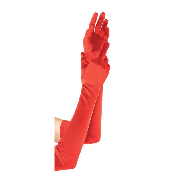 

bridal gloves 1 pair 22 inch women satin elegant long for wedding banquet party performance red colorful, White