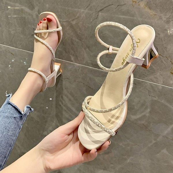 

sandals clear heels 2021 med buckle comfort shoes for women suit female beige medium black strap spring rhinestone girls blo