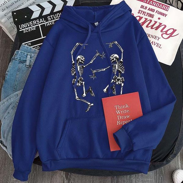 

dancing skull hoodie women dancing skull casual all-match fashion oversize ins sweatshirt girl fall/winter pullover, Black