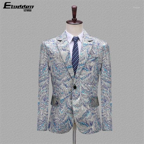 

men's suits & blazers peacock suit jacquard jacket master of ceremonies dress performance clothing singer chorus stage fashion terno ja, White;black