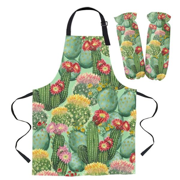 

aprons cactus plant flower watercolor painting kitchen for women bibs household cleaning pinafore home cooking apron
