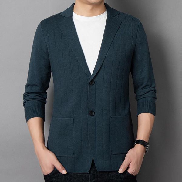 

men's sweaters 2021 brand fashion slim fit stripe classic suit men casual knitted cardigan jacket korean blazer coats clothing y328, White;black