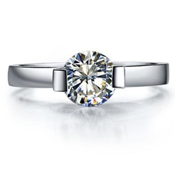 

cluster rings positive test moissanite ring diamond solitaire women engagement jewelry 1ct sterling silver, Golden;silver