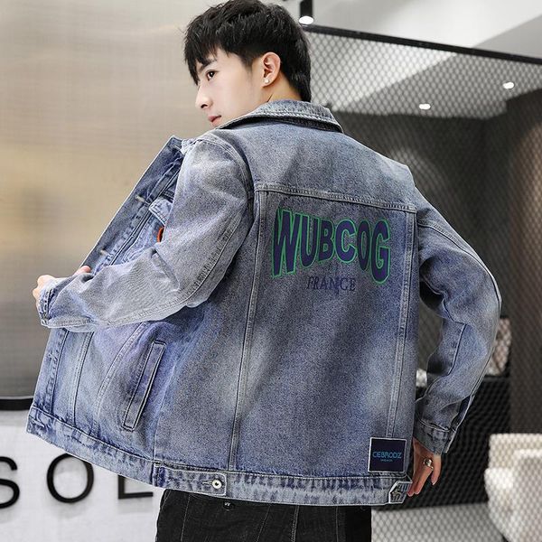 

men's jackets fall classic denim blue jacket single-breasted slim-fit coat solid color motorcycle jeans plus size m-5xl, Black;brown