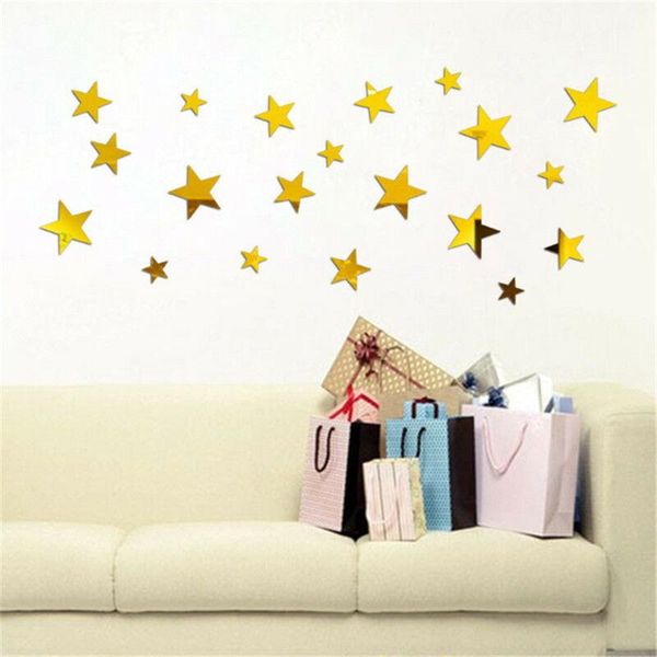 

mirrors 20 pieces removable star mirror stickers acrylic setting wall sticker art decals for home living room bedroom decoration