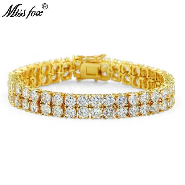 

link, chain missfox hiphop double row men tennis bracelet 7mm gold/silver/rosegold quotes jewelry meus pedidos brazalete hombre, Black