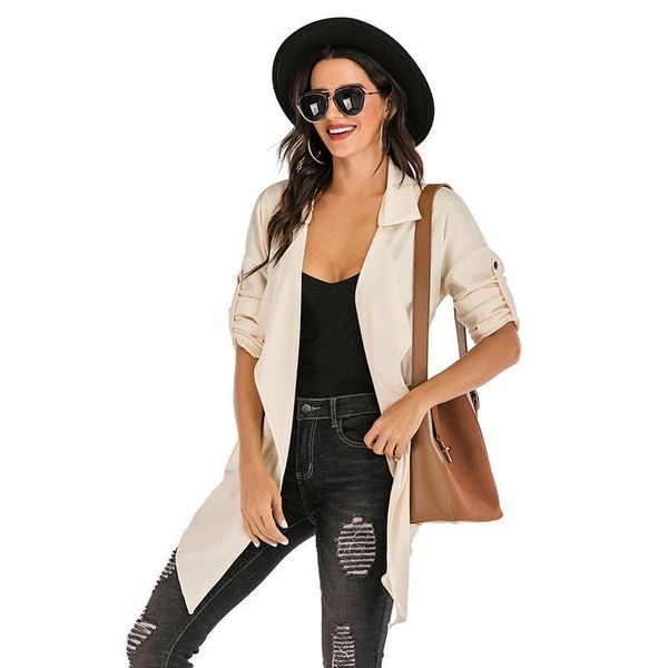 

women's open stitch sweaters spring autumn female's pleated sleeves casual loose long cardigan ladies's knitted shirts, Tan;black