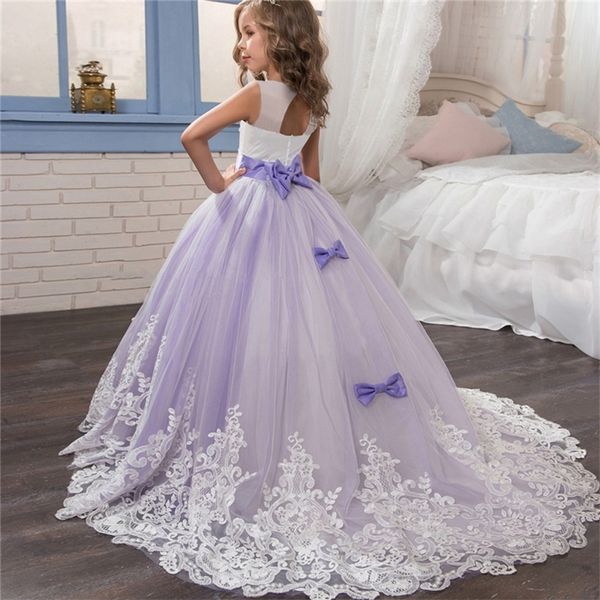 Новое Eleagant Формальное платье принцессы Детская свадьба Pageant Long Prom Progress Детские платья для девочек Размер 6-14 лет 210303