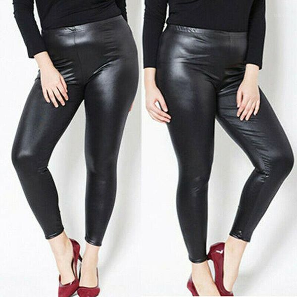 

new autumn winter women plus plush leather pants female elastic high waist pencil pant plus size trousers for obese women1, Black;white