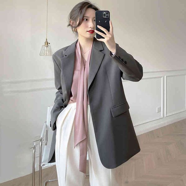 

women's suits & blazers [eam] women gray belted casual long blazer lapel sleeve loose fit jacket fashion spring autumn 2022 1de2903 2pr, White;black