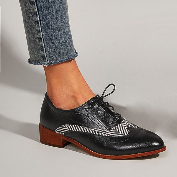 

2021 new square root pointed to casual thick fashion striped leather shoes cloth couture pu heel down ladies office bombs h1d0, Black