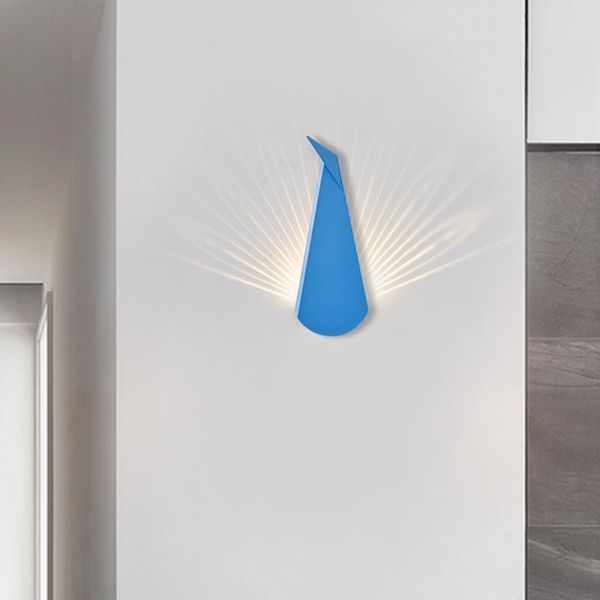 

2021 iron art peacock tail nordic wall lamp modern indoor decorate led wall light for bedroom study hallway corridor light