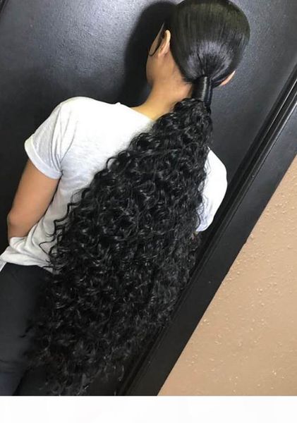 

140g long ponytail human hair with drawstring clip in black hair ponytail hairstyle easy wearing with combs human hair extension
