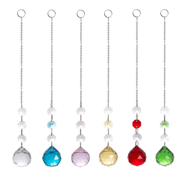 

decorative objects & figurines diy crystal glass sun catchers ornaments octagonal ball colored beads hanging home outdoor living room decora