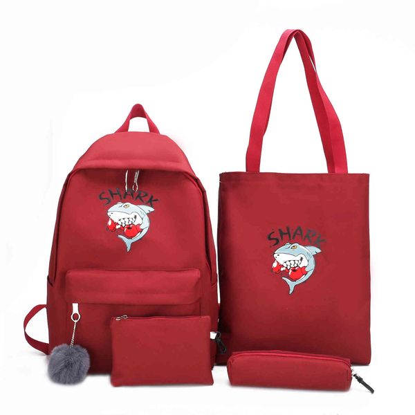 

backpack schoolbag 4-piece schoolgirl versatile girl style simple student small fresh lovely foreign