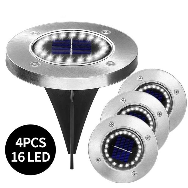 

solar lamps 4pcs 16 led lawn yard night light ground lights waterproof underground sensing landscape pathway