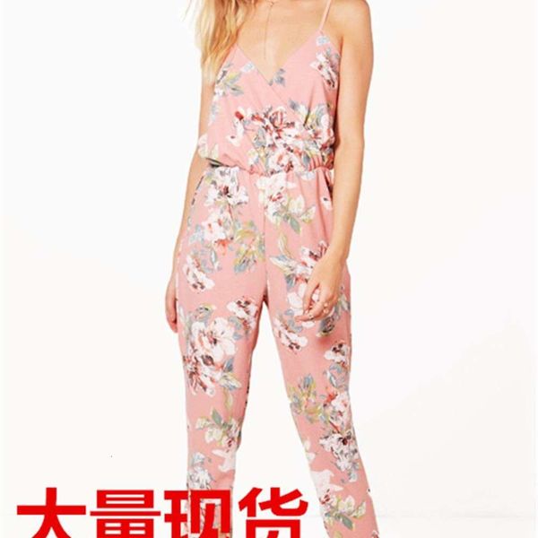 

wxw new suspender open back printed jumpsuit, Black;white