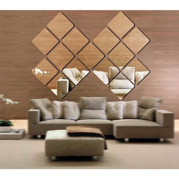 

wall stickers square mirror self adhesive for livingroom bedroom bathroom tv background walls home decor diy peel and stick acrylic