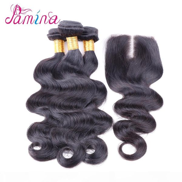

brazilian virgin hair bundles with closures unprocessed cuticle aligned human hair bundles with closure, Black