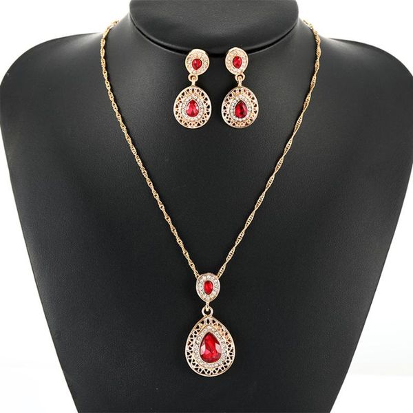

earrings & necklace fashion rhinestone combination crystal earings drop anniversary gift jewelry pendant 3 pieces necklace/earrings set for, Silver