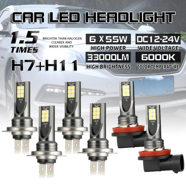 

car headlights fit for sonata 2011-2014 led 6pcs bulbs 4pcs h7 headlight hi-lo 2pcs h11 fog lamp 6000k modification and repair