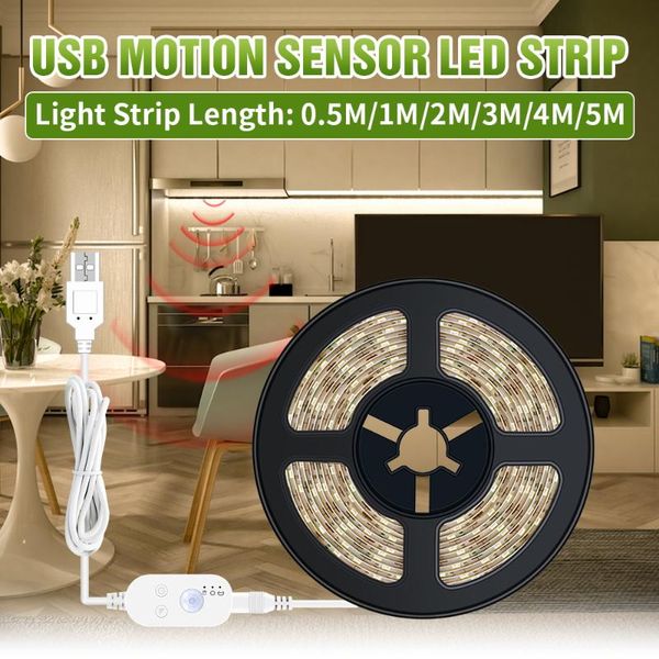 

1m 2m 3m 4m 5m wireless pir motion sensor lamp strip led night light bed cabinet stairs light usb led strip lamp 5v tv backlight