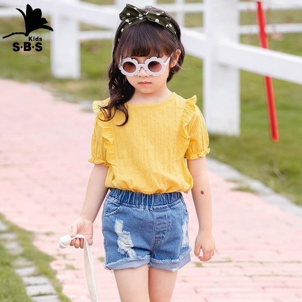 

shirts 2021 summer children's clothing kids shirt for girls lace fashion trend short sleeve cotton top, White;black