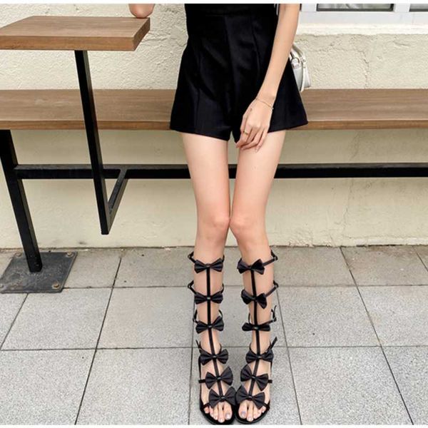 

sandals fashion summer high-end velvet bow high tube roman 1 color 35-40, Black