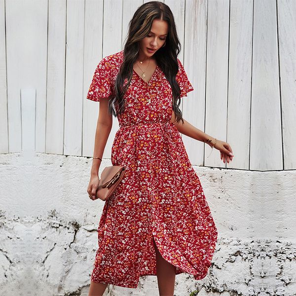 

2021 spring new vingate casual short sleeve high waist slim button for women summer chiffon q8re, Black;gray