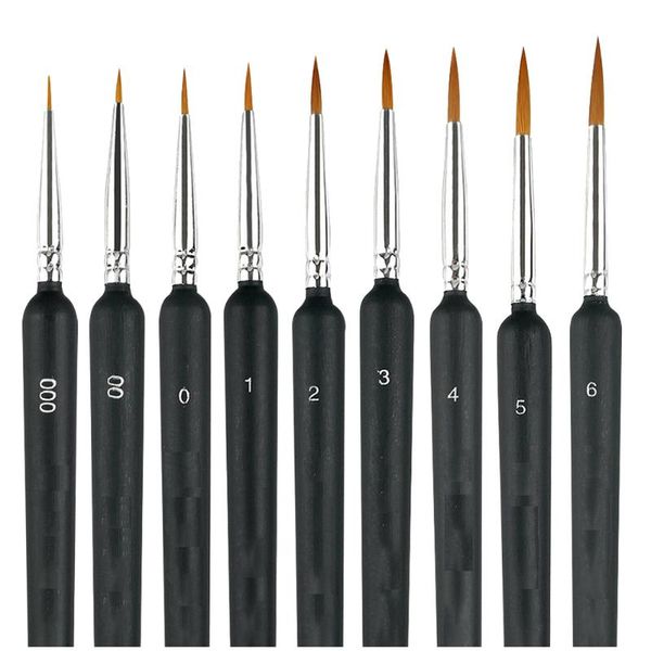 

dotting tools 9pcs/set miniature paint brush set fine detail art nail oil painting pen mpwell, Silver