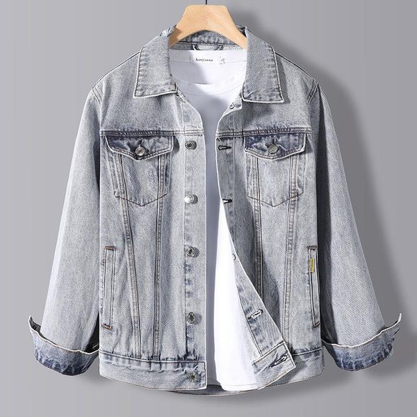 

men's jackets godlikeu men denim coat spring autumn stand collar jean male casual streetwear loose washed cowboy outerwear, Black;brown