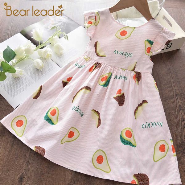 Bear Leader Girls Cartoon Fruits Print Abiti Summer Kids Sweet Sleeveless Costumes Children Party Princess Vestidos 3-8Y 210708