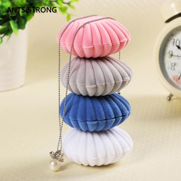 

storage boxes & bins ants strong 10pcs shell jewelry earrings box/creative necklace ring mini box flocking ewelry gift