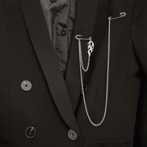 

hbp fashion punk pendant flame chain men's and women's long cross brooch suit accessories, Silver