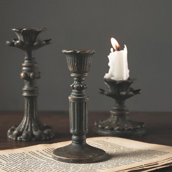 

candle holders 1pc antique candlestick resin accessory retro holder french sconce nostalgic home decor gifts