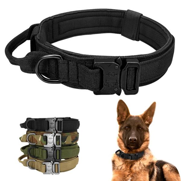 

dog collars & leashes tactical collar nylon pet adjustable training quick control handle for medium large dogs