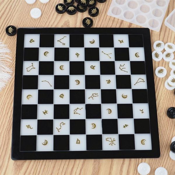 

baking & pastry tools 2pcs diy epoxy resin silicone mold for chess board pieces