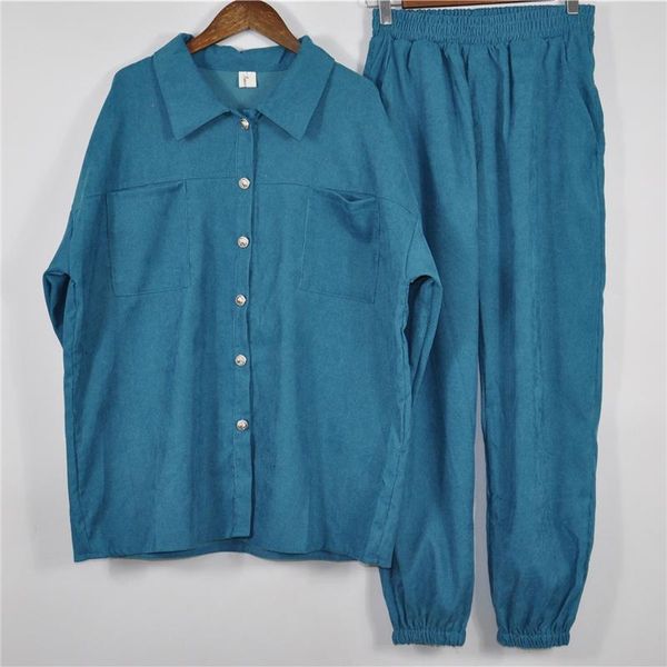 

women's two piece pants taovk costume pinstripe loose long sleeve single-breasted and trousers 2-piece sets, White