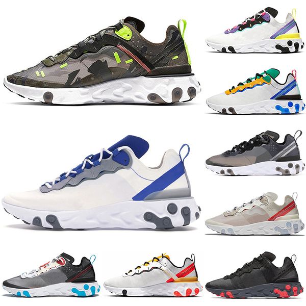 

2021 ing react running shoes element women 55 87 triple black white camo hyper pink anthracite sail dark grey tour yellow solar red trainers