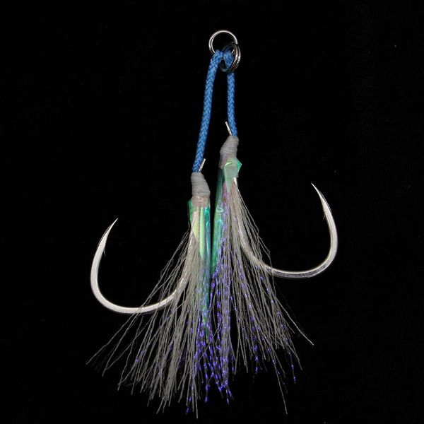 

lai assist hook slow jigging hooks sea fishing hooks luminous glow double 1/0 2/0 3/0 4/0 high carbon steel